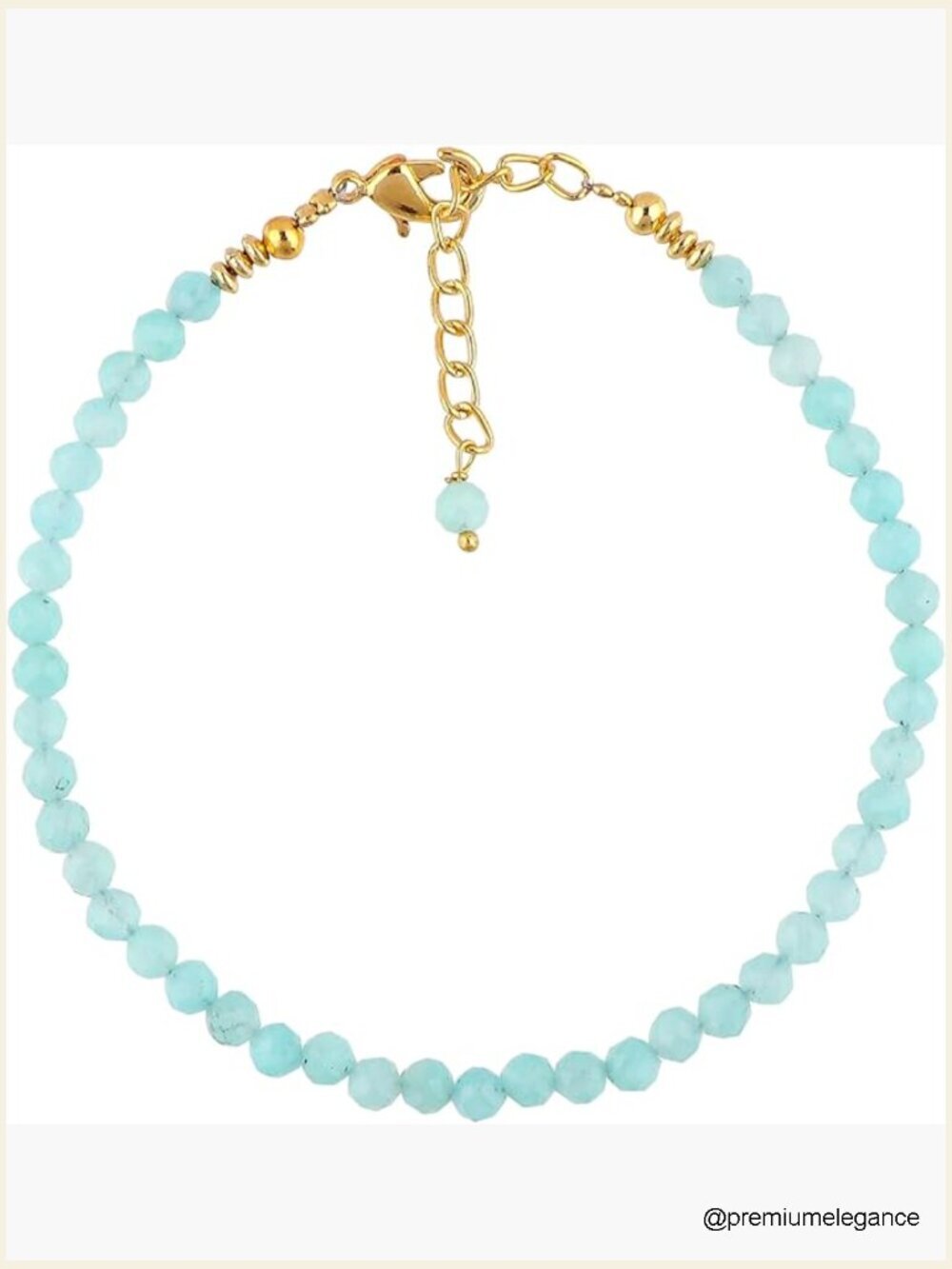 Natural Gemstone Beaded Bracelet, 8 Inch Hypoallergenic Gold Plated Handmade